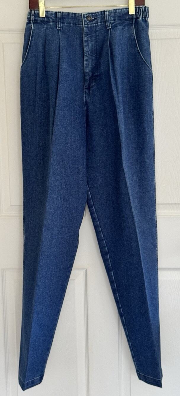 Vintage Lee High Rise Mom Jeans 80s 90s Blue Denim Size 14 LONG Elastic Waist